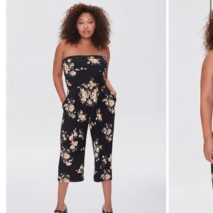 Forever 21 Plus Floral Print Black Jumpsuit Size 1X NWT